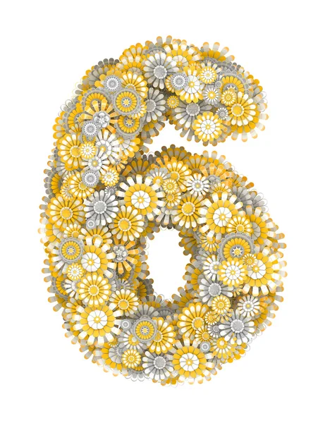 หมายเลข 6 จากดอกคาโมไมล์ — ภาพถ่ายสต็อก