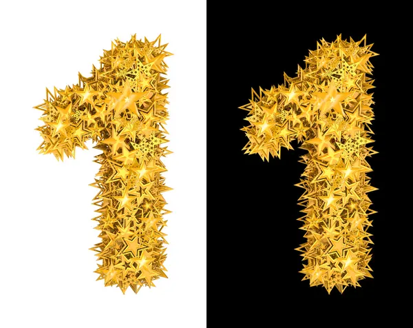 Gold shiny stars number 1 — Stock Photo, Image