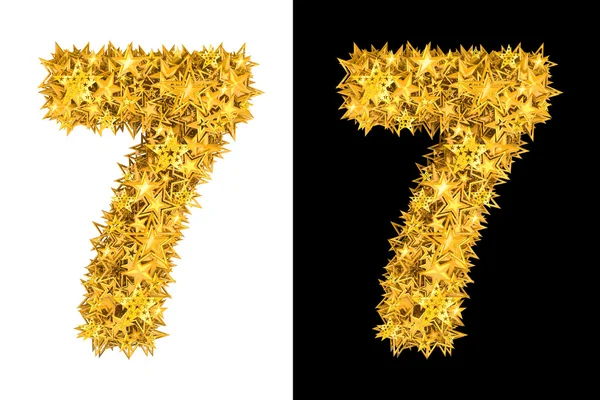 Gold shiny stars number 7 — Stock Photo, Image