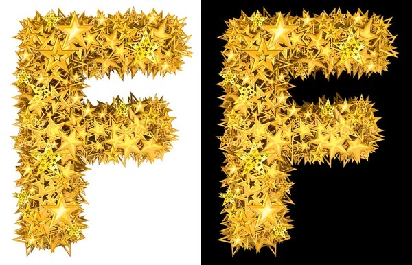 Gold shiny stars letter F — Stock Photo, Image