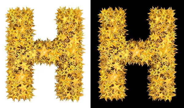 Gold shiny stars letter H — Stock Photo, Image