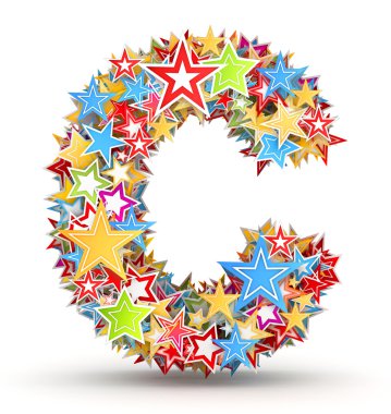 Letter C, from bright colored holiday stars staked clipart