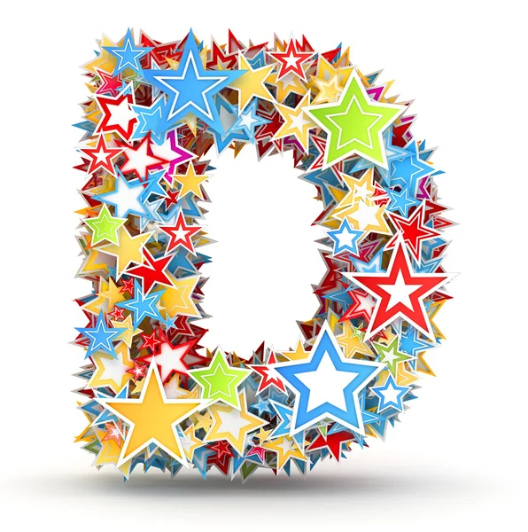 Letter D from colored stars — Stock Photo, Image