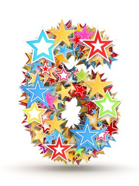 Number 6, from bright colored holiday stars staked clipart