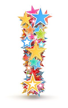 Exclamation mark, from bright colored holiday stars staked clipart