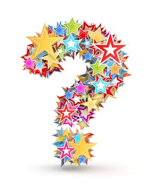 Question mark , from bright colored holiday stars staked clipart