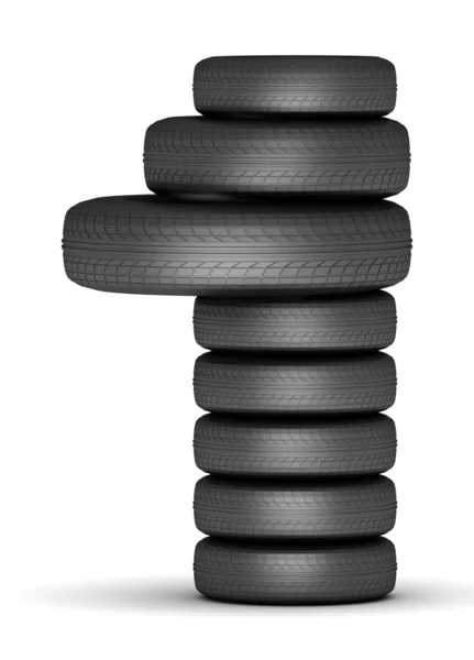 Numer postawione przez samochody opon z gumy, czarno-biała — Zdjęcie stockowe