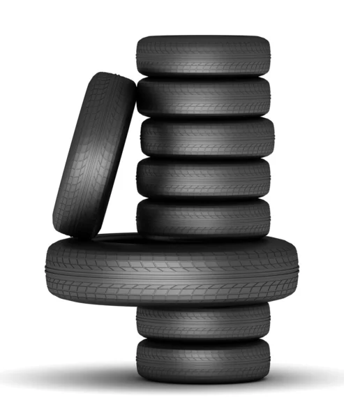 Number staked from cars rubber tires, black on white — Stock Photo, Image