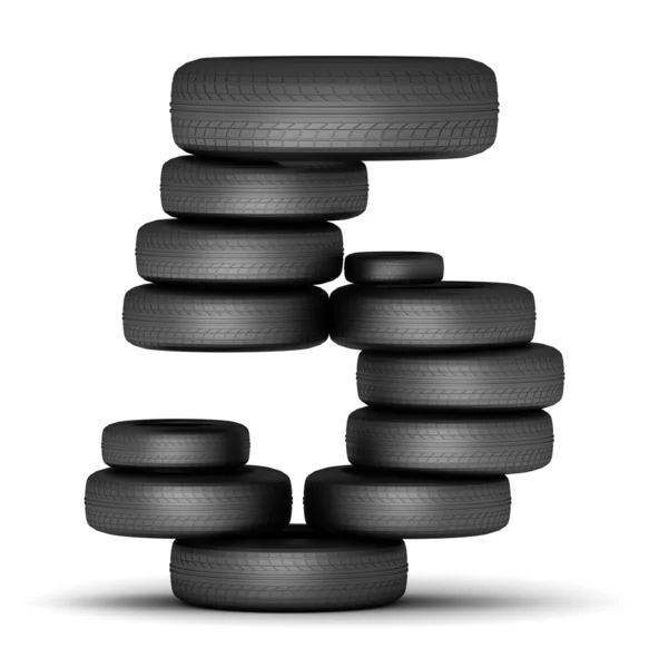 Číslo sázku od auta gumové pneumatiky, černé na bílém — Stock fotografie