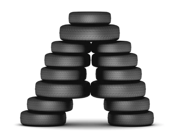Dopis sázku od auta gumové pneumatiky, černé na bílém — Stock fotografie
