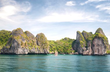 tropik deniz ada kayalar