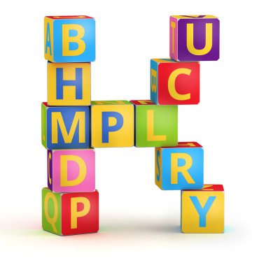 abc küpleriyle işaretlenmiş harf k