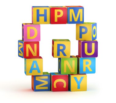 abc küpleriyle işaretlenmiş harf q