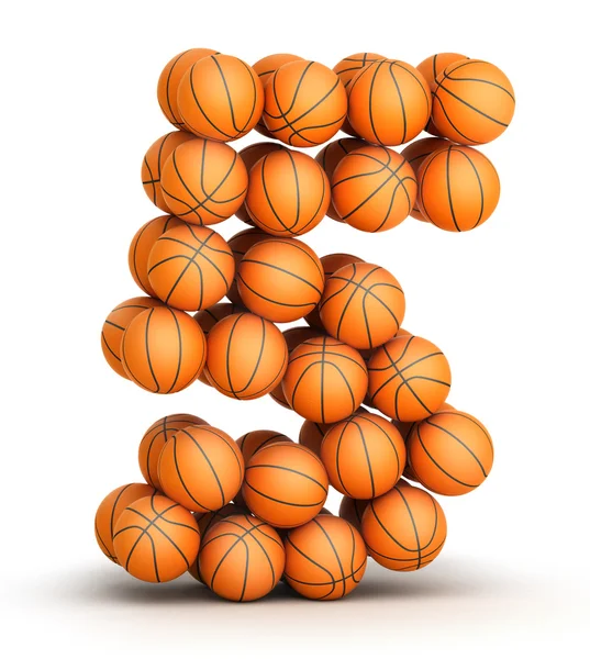 Number 5 basketball — Stock Photo, Image