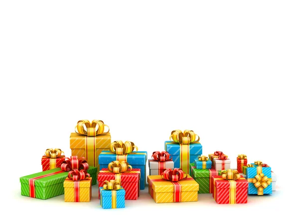 Gekleurde geschenkdozen met copyspace — Stockfoto