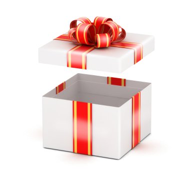 Açılan beyaz hediye kutusu