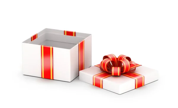 Caja de regalo blanca abierta — Foto de Stock