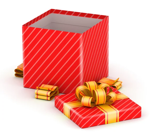Boîte cadeau rouge ouverte — Photo