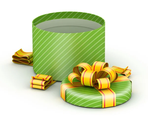 Open green gift box — Stock Photo, Image