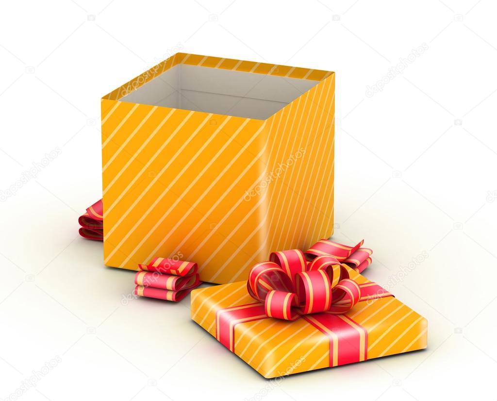 Open gold gift box