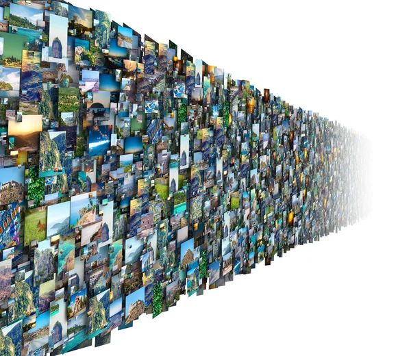 Wall with many photos — Stock Photo, Image