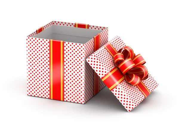 Opened white doted gift box — Stock Photo, Image