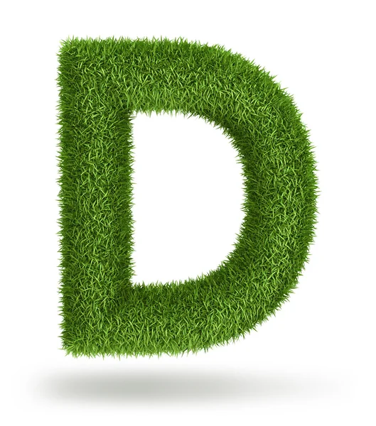 Natural grass letter D — Stock Photo, Image