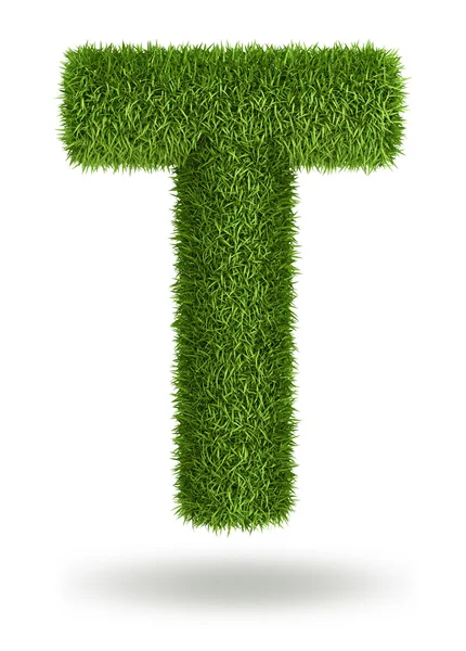 Naturligt gräs bokstaven t — Stockfoto