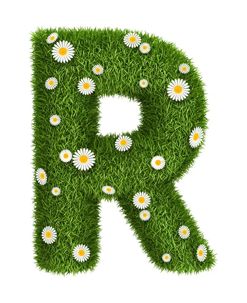 Naturligt gräs bokstaven r — Stockfoto