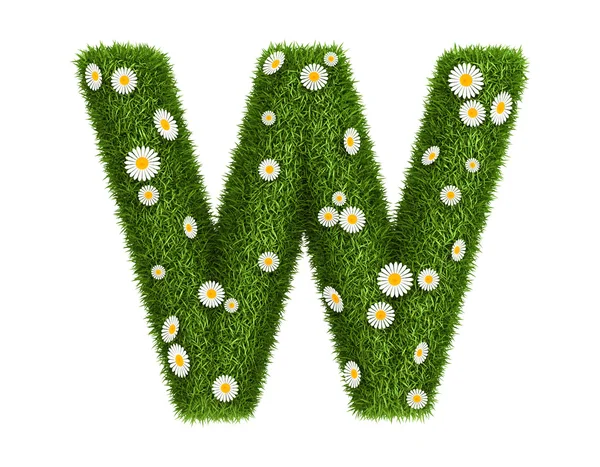 Natural grass letter W — Stock Photo, Image