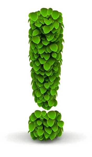 Exclamation mark green leaves font — Stock Photo, Image