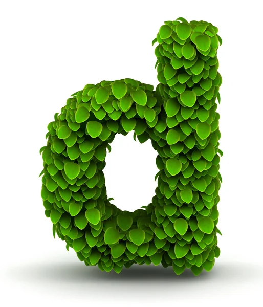 Leaves font letter d lowercase — Stock Photo, Image