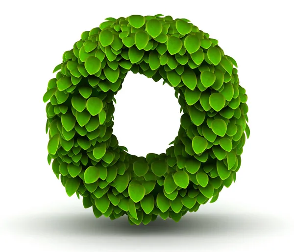 Leaves font letter o lowercase — Stock Photo, Image