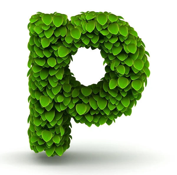 Leaves font letter p lowercase — Stock Photo, Image