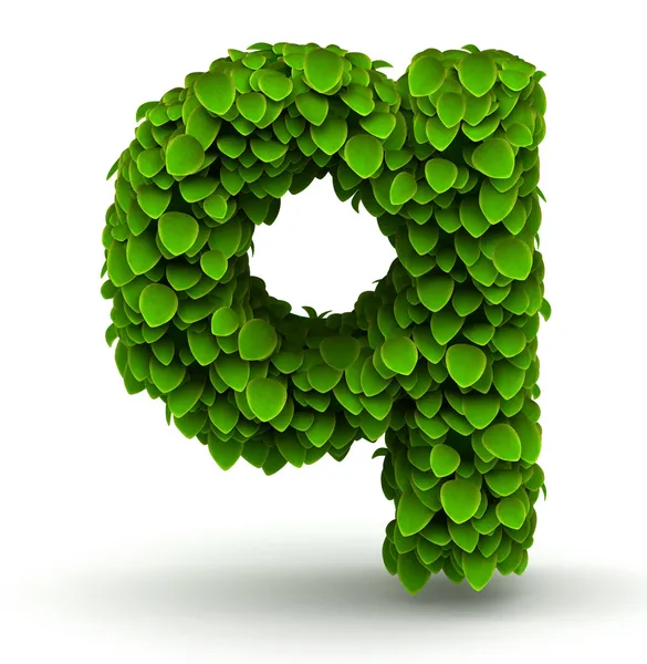 Leaves font letter q lowercase — Stock Photo, Image