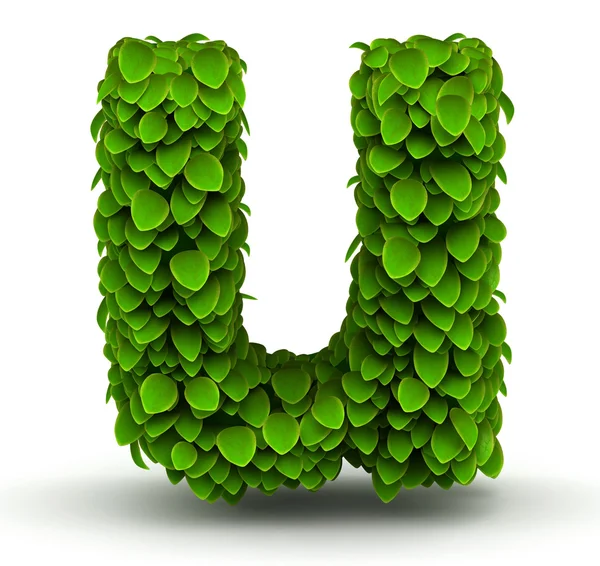 Leaves font letter u lowercase — Stock Photo, Image