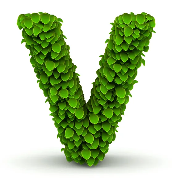 Leaves font letter V — Stock Photo, Image