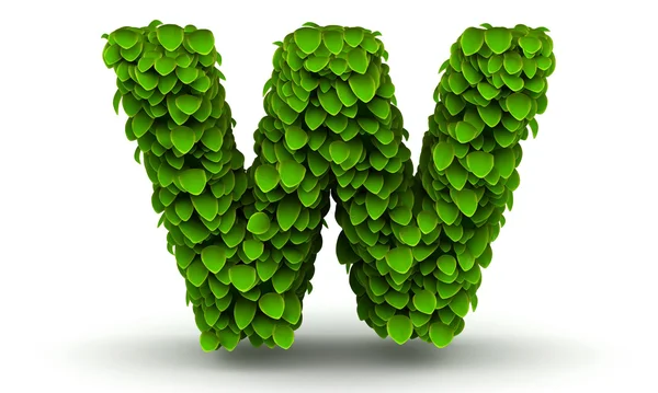 Leaves font letter w lowercase — Stock Photo, Image