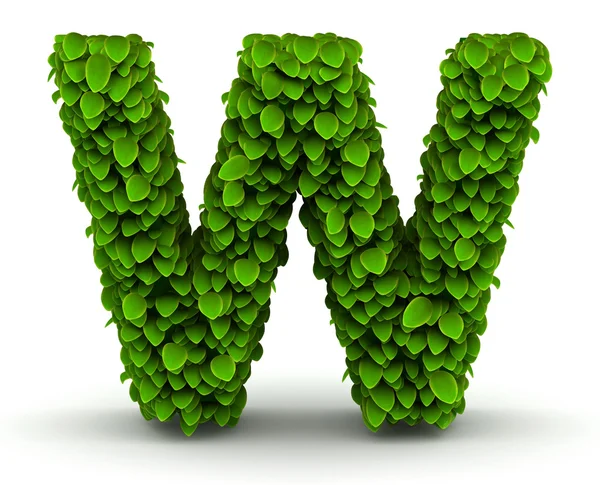 Leaves font letter W — Stock Photo, Image