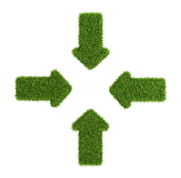 Converging arrows symbol from grass — Stock Photo, Image