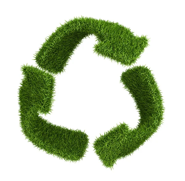 Recycle symbol from grass. isolated on white — Stock Photo, Image