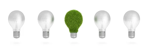 Linha de lâmpada de grama verde com lâmpada regular — Fotografia de Stock