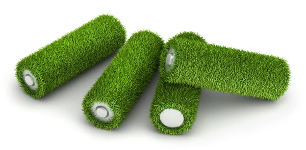 草からの 3 つのバッテリー — ストック写真