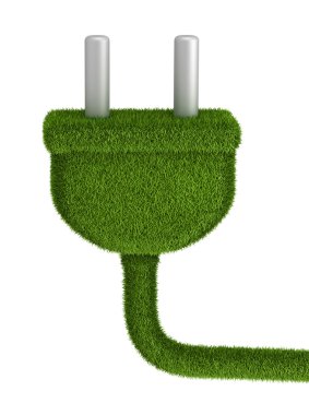 elektrik prizinden yeşil çim kaplı