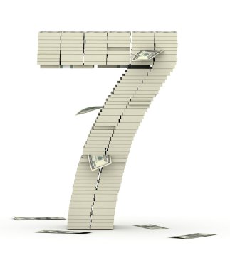 sayı 7, yazı tipinden dolar paketleri