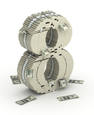 sayı 8, yazı tipinden dolar paketleri