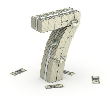 sayı 7, yazı tipinden dolar paketleri