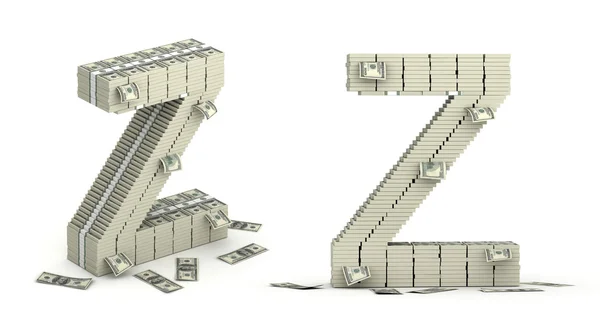 Letter Z, alphabet from dollars paks — Stock Photo, Image