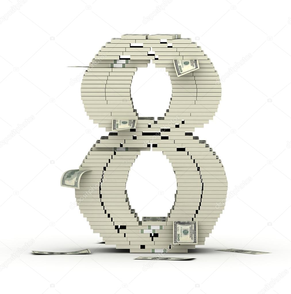 Number 8, font from dollars paks