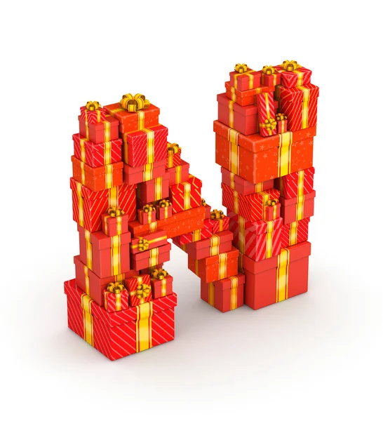 Alfabet n van geschenken — Stockfoto